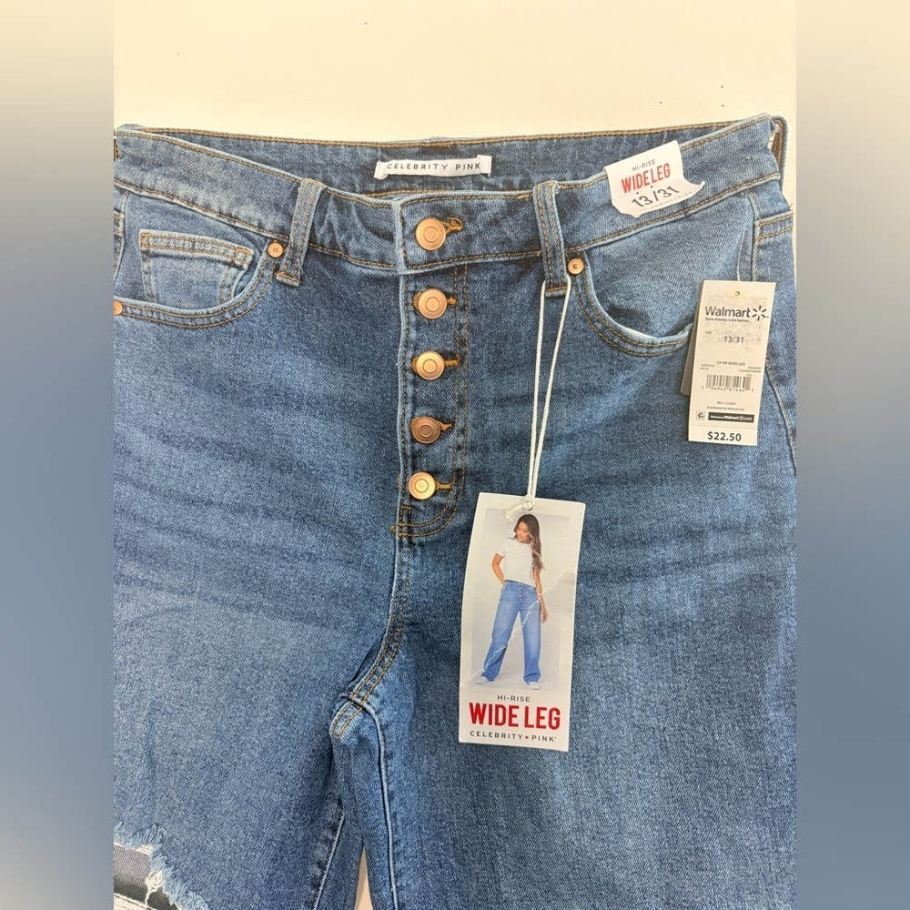 Celebrity Pink Blue Flare Wide Leg Jeans - Picture 5 of 11